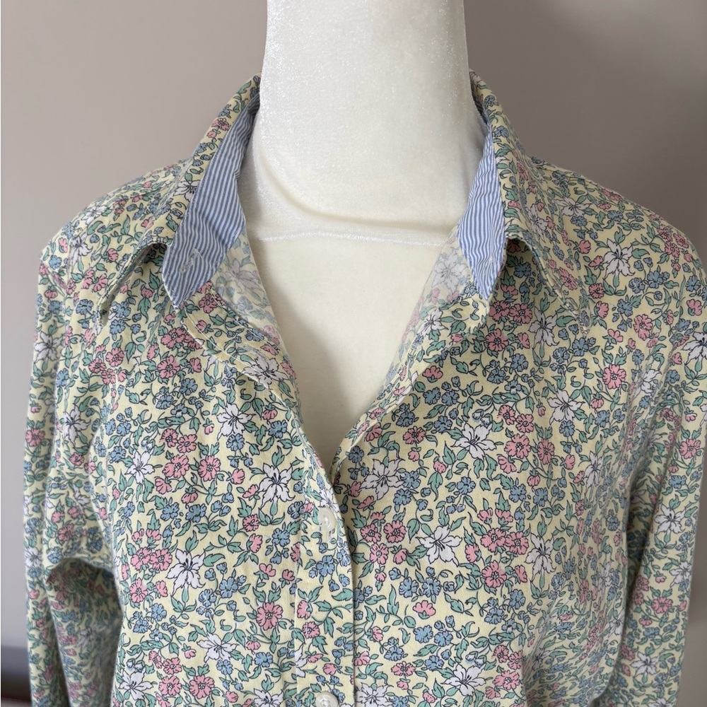 Chaps no-iron cotton floral pastel blouse size large